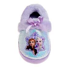 Disney Frozen Anna And Elsa Slippers For Girls Dual Size Cozy Comfort Slip On House Shoes (Toddler Sizes 5-10 / Little Kid Sizes 11-12) - Purple - View 6