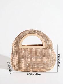 迷你不规则形状手拿包，优雅派对包，时尚小众设计，可搭配晚礼服，简约时尚，融合复古元素 - 香檳色 - 查看 11