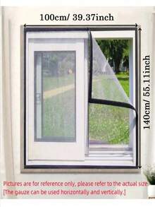 Mosquito-Proof Screen Window, Self-Adhesive Window Mosquito Net, Summer Insect-Proof Door, Window Mosquito Net - Gray Mesh With Black Border - View 3