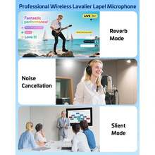 Mini Microphone For IPhone Android - Wireless Lavalier Microphone USB-C Lightning, Noise Cancelling Clip On Mic, 65ft Range, 12H Battery For Video Recording TikTokYouTube Content Creators - 黑色 - 查看 6