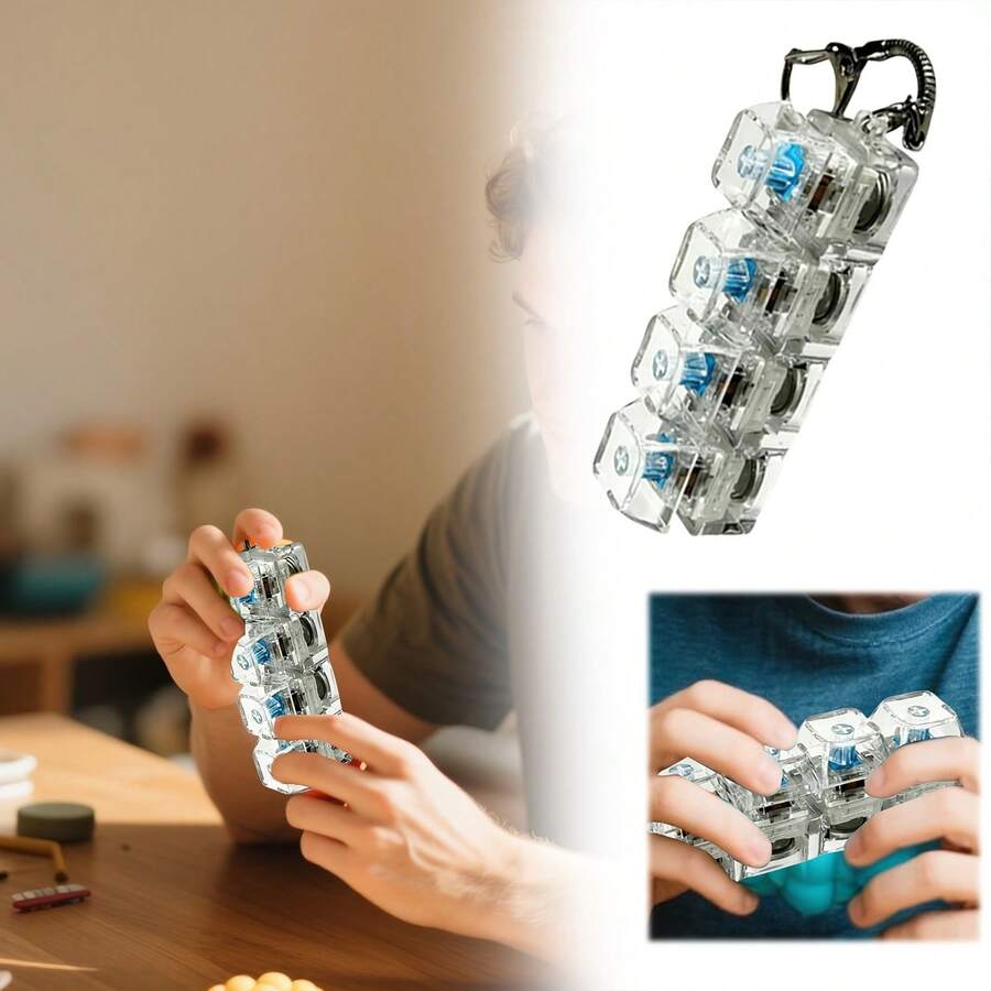 Llavero de teclado mecánico para aliviar el estrés - Llavero con 4 teclas con sonido claro y crujiente, adecuado para uso diario y viajes para aliviar el estrés (estilo de cadena aleatorio) - Multicolor - Ver 1