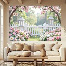 1 Set Decoración de fondo de estilo romántico y dulce con flores de madera rosa, Prop de estudio fotográfico de uso múltiple, Decoración interior de bandera, Adecuado para decoración del hogar, fiesta, estudio, hogar y jardín, fondo de escena de boda. Disponible en múltiples tamaños y escenas. - 4 - Ver 4