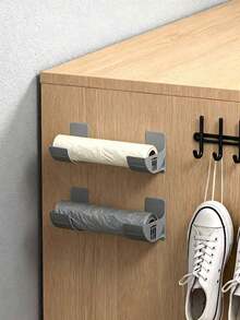 3/2/1Pair Wall-Mounted Kitchen Storage Racks, Punch-Free Plastic Holder For Trash Bags, Pot Lids, And Cabinet Organization - Sink Caddy, Refrigerator Side Organizer, Suitable For Garbage Bags, Cling Film, Umbrellas, Rolling Pin Storage Rack, - View 5