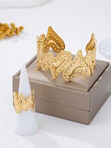 1 Set Fashionable Luxury Heart Shaped Ring & Bracelet Set - Yellow Gold - View 5