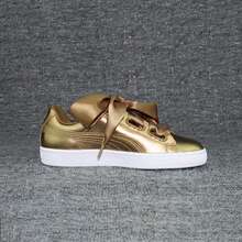 Puma Youth Womens Gold Basket Heart Ribbon Sneakers Low Top Lace 366730-02 - 金色 - 查看 3