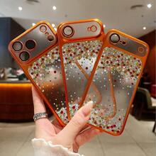 Sequins, Diamond 1pc New Electroplated Anti-Drop/Thickened Transparent TPU Protective Case Compatible With IPhone 17 Pro Max/16 Pro Max/16 Pro/16/13 Pro Max/12 Pro Max/11 Phone Case - Orange - View 5