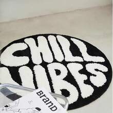 1pc Letter Carpet, Decorative Carpet, Home Decor Carpet, Delicate Edging, Skin-Friendly Comfortable, Odorless, Washable Carpet, Carpet, Mat, Living Room Decor Carpet, Living Room Carpet, Bedroom Decor Carpet, Bedroom Carpet, Bathroom Decor Carpet, Bathroom Mat, Study Room Decor Carpet, Closet Decor Carpet, Bathroom Decor Carpet, Christmas - Black and White - View 5
