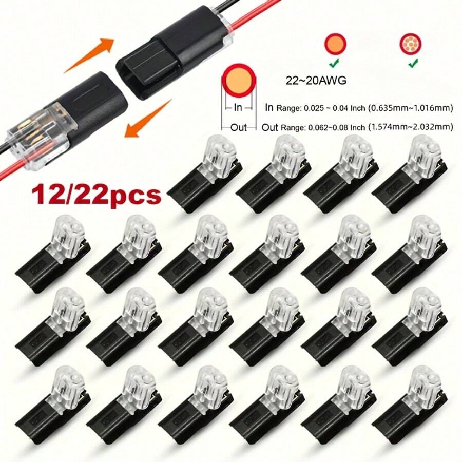 12/22pcs 2-In 2-Way D2 Terminal Block, Terminal Block, Spliceable Terminal Block, Tool-Free Terminal Block, Renovation & DIY Projects, Back To School