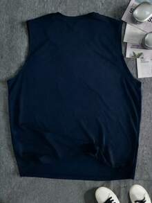 AnChiStreetwear - Áo tank top không tay nam cỡ lớn thời trang phong cách retro in hình xe máy, kết hợp với họa tiết chữ, phù hợp cho dạo phố, hoạt động ngoài trời, du lịch, tập thể dục hàng ngày và đi làm, đa năng. - Màu xanh hải quân - Xem 4