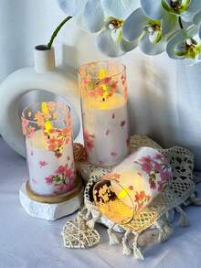 3个装可充电无焰蜡烛灯，亮度可调，带定时遥控器，暖白闪烁LED电子蜡烛，家居装饰创意礼品，温暖火焰，适用于灯笼、庭院、圣诞节、婚礼、生日、万圣节、情人节、派对、餐桌、节日等场合。 - 櫻花款 - 查看 3