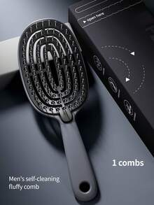 Detangling Self Cleaning Hair Brush Wet And Dry Curved Vent Massage Square Paddle Detangle Hair Brush For Curly Hair Brush Detangling Brush - Multicolor - View 12