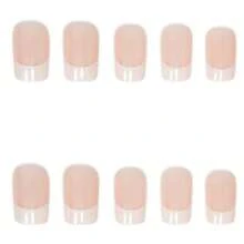 Wholesale White French Gradient Press-On Nails, Simple Short Style, Brightening Fake Nails, Press-On Nails - 淺粉色 - 查看 5