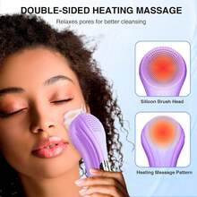 5 Modes Silicone Face Scrubber, Waterproof Face Scrubber Exfoliator For Men & Women, Rechargeable Electric Facial Cleansing Brush For Deep Cleansing, Exfoliating, Massage - 紫色 - 查看 4