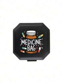 6-Compartment Portable Pill Box, Capsule Storage Case, Travel Medication Box, Printed With Capsule, Tablet, Letter, Bottle Patterns, Mini Pill Organizer Box, Suitable For Tablet, Vitamin, Moisture-Proof Medicine Container, First Aid Kit, Travel Accessories, Dorm Essentials - Multicolor - View 11