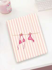 1pc Cute Striped Pattern Flat Protective Case, Compatible With 10.2 Inch 2021/2020 10th/9th/8th Gen, (A16) 11 Inch 11th Generation 2025, Compatible With Samsung Galaxy Tab A8 10.5 Inch 2022, Tablet Protective Cover With Pencil Slot, Support Auto Sleep/Wake Cover - Multicolor - View 1