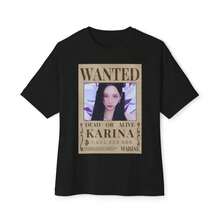 AESPA | Póster de Se Busca de Karina | Camiseta gráfica de ajuste oversize KPOP - Negro - Ver 1