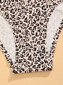 FINETOO 1pc Solid Color & Leopard Print High Waist Seamless Casual Minimalist Women's Panty - Multicolor - View 5