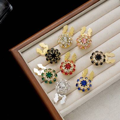 2 piezas de botones de metal con estilo de diamante - Gemelos redondos, accesorios para coser ropa, adecuados para trajes, chaquetas, suéteres y cárdigans, como decoraciones de ropa, botones de strass de colores, adornos de moda para abrigos y chaquetas