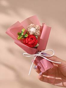 1 bó hoa hồng đan móc mini giống thật, kèm túi quà, kích thước 15cm x 9cm, thích hợp làm quà tặng Ngày Valentine, Ngày của Mẹ, quà tặng hàng ngày, hoặc để trang trí nhà cửa. - Nhiều màu - Xem 9