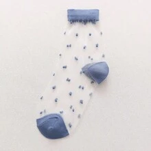 1/3 双女士薄款水晶玻璃丝袜，波点透明袜，中筒袜 - 彩色 - 查看 9