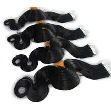 20Pcs Body Wave Invisible Tape In Hair Extension Real Human Hair Skin Weft Adhesive Tape In Extensions For Women 16-26inch - Natural Black - View 5