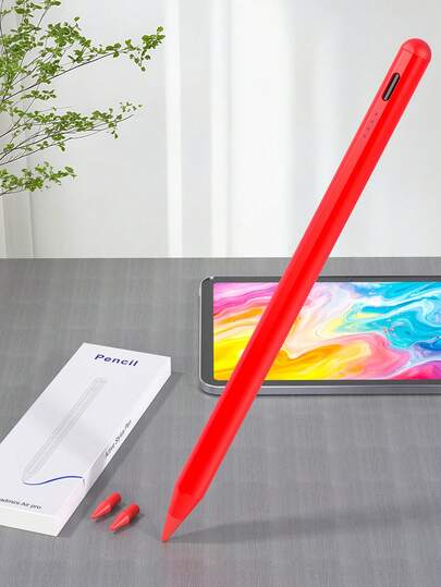 Stylus Pen Compatible With 10th/11th Gen (A16 Chip) 2025/Air4/5/6 10.9 Inch, 7/8/9 10.2 Inch/Pro11 2018-2022 11 Inch/12.9 Inch Tablets, High Sensitivity No Bluetooth Required. Adjustable Tip Width & Shadow Effect. Replaceable. LED Battery Indicator, 90mAh Battery Capacity, Red