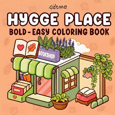 Hygge Style Coloring Book For Adults And Teens, Bold And Simple Designs Bring A Cozy Corner, Relaxing Coloring Series, Great For Birthday, Back To School, Mother's Day Gifts, 7.9x7.9 Inches