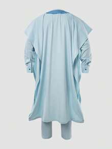 Bộ 3 món Agbada màu xanh dương dành cho nam giới, áo choàng thêu tinh tế, áo sơ mi Dashiki và quần cạp chun, bộ vest nam, trang phục truyền thống châu Phi phù hợp cho các nghi lễ, đám cưới, lễ hội văn hóa và các sự kiện, thời trang nam châu Phi, phong cách hoàng gia thanh lịch. - Màu xanh nhạt - Xem 5