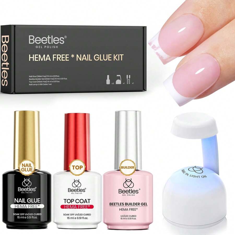 Beetles HEMA-Free Nail Tips Glue Kit, All-In-One Nail Extension Kit For Press On False Nails, DIY Salon Manicure At Home - 4Pcs 15Ml HEMA-free Nail Tips Glue Kit - View 1