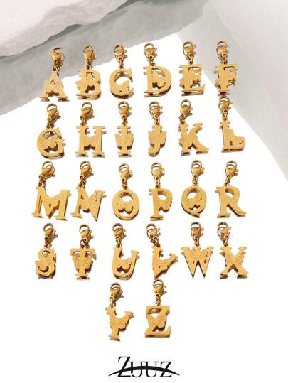 1 pieza Encantos de letras de mariposa de acero inoxidable de color dorado de 18K para hacer joyas DIY Accesorios iniciales del alfabeto de la A a la Z