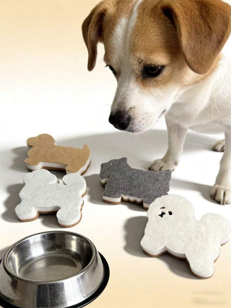 宠物碗清洁海绵套装|三层堆叠狗狗造型设计|给狗狗一个干净的碗|耐用又可爱的狗狗碗海绵擦|双面可水洗 - 狗狗家族4pcs - 查看 1