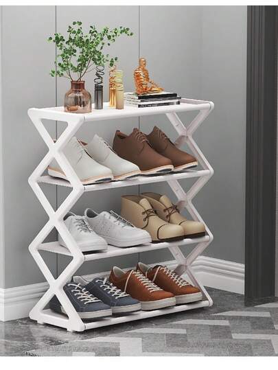 Estantería para zapatos de metal de 4 niveles, fácil de ensamblar con estructura resistente, exhibición ordenada, ahorro de espacio, adecuada para el hogar, apartamento, entrada, dormitorio, almacenamiento en dormitorio, estantería para zapatos en el vestíbulo, se puede usar para organizar armarios pequeños, instalación rápida, gran regalo para volver a la escuela, reuniones festivas, organización estacional del armario