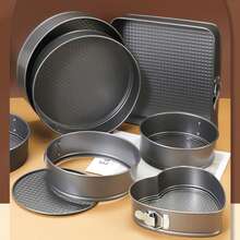 12-28 Inch 3pcs/Set Round Heart Square Springform Cake Pans, Non-Stick Carbon Steel Baking Tools - Black - View 3