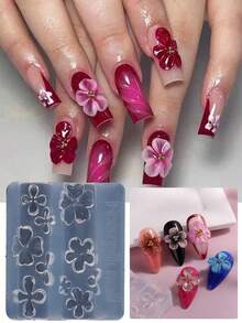 Lily Flower Embossed Nail Art Carving Mold, Lotus Petal Pattern Design, DIY Nail Removal Tool, Nail Art Supplies, Nail Tools, Nail Art Tools, Back To School Season, Nail Art, Nail Tools (Suitable For Nail Stickers) - Clear - View 3