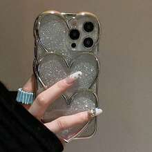 2.0CM Anti-Fall TPU Electroplated Glitter Hollow Heart Elegant Dopamine Phone Compatible With 11, 12, 12 Pro, 12 Pro, 13, 14, 13 Pro, 14 Pro, 15 Pro, 16, 16 Pro, 16 Plus, 16 Pro, 17, 16 Pro, 17 Pro, 17 Pro - 銀級 3 - 查看 5