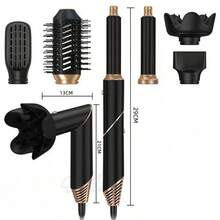六合一可折叠热风梳吹风机、直发器、折叠造型梳、便携式专业吹风机、卷发棒、直发器 - 黑色 - 查看 11