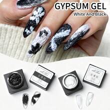 AiFer 2件套3D立体雕塑凝胶美甲石膏凝胶指甲油，浮雕胶，彩绘胶，大理石纹美甲效果，适用于美甲沙龙 - 黑與白 - 查看 10