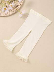 3条装米色蕾丝边天鹅绒女童七分裤，防滑设计，洛丽塔风格，遮盖保护，超柔软弹力透气，适合0-36个月宝宝春夏上学婚礼季穿着，女童打底裤，洛丽塔打底裤，七分裤，天鹅绒打底裤，返校季女童服装系列 - 彩色 - 查看 12