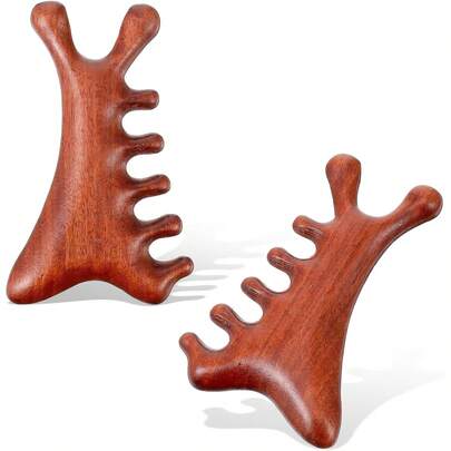 Handmade Sandalwood Five-Tooth Massage Comb, A Tool For Acupoint Massage On The Head To Stress, Promote Circulation, And For Relax The Body And Mind, Natural Wood Care Comb