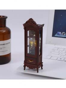 1pc Vintage Style Mini Wine Cabinet - Ivory White/Brown/Dark Brown Finish, Suitable For 1:12 Scale Miniature House (Miniature Model, Display) - Collectible Furniture, Living Room Furniture Decor, New Dollhouse Accessory - Multicolor - View 4