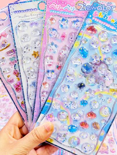 Reusable 3D Stickers, LCD Stickers, DIY Decorative Stickers, Interactive Stickers For Children, Daily Decorative Stickers, Party Decorative Stickers, Cute 3D DIY Handmade Phone Decorations, Children's Art Craft Stickers For Decorating Pencil Cases, Books, Desktops, Envelopes, Gift Boxes, Frames