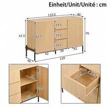 Modern Sideboard With Geometric Structure, Double Doors, Medium Drawer, Ample Storage Space, Multifunctional Storage Cabinet For Living/Dining Room - 卡其色 - 查看 2
