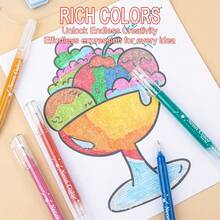 Glitter Gel Pens, 24 Colors Metallic Vibrant Sparkle Pen For Coloring Journaling Drawing Doodling Colored Pen Colored Gel Pens Fun Pens - 24pcs/set - View 7