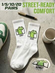 1/5/10/20 đôi tất dài họa tiết thằn lằn Lzardy, kiểu dáng tối giản, thoải mái, thoáng khí, dài đến bắp chân, phù hợp cho cả nam và nữ, thích hợp cho mùa thu. - Nhiều màu - Xem 14