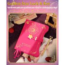 Hoci Poci Diary with Lock and Keys for Girls Gift Ideas 360 Kraft Pages Journal for Women B6 Refillable Notebook for Writing with Pen and Bookmark Hot Pink - Rosa fuerte - Ver 5