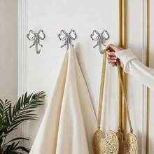 4 móc treo tường hình nơ bạc, móc treo tường trang trí hình nơ bằng đồng thau, thích hợp để treo quần áo, cốc cà phê, mũ, túi xách, khăn tắm và đồ trang trí phòng. - Xem 9