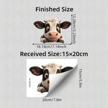 BRUP 1张好奇的偷窥奶牛窗贴，黑白卡通小牛，静电贴纸，适用于儿童房、客厅、厨房窗户，可移除的趣味农场动物主题艺术贴纸 - 多色 - 查看 4