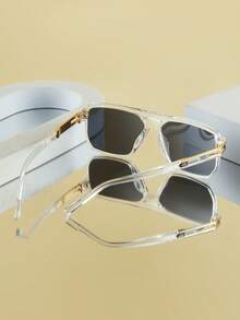 1pc Men's Fashion Metal Frame Vintage Versatile Casual Fashion Glasses, All-Match Model Suitable For Daily Wear, Driving, Travel, Beach, UV Protection - Multicolor - View 3