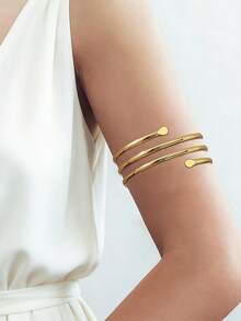4pcs Fashionable Geometric Arm Cuffs, Adjustable Line Starfish Versatile Arm Bands, Circle Wrapped Design Personalized Stacking, Suitable For Parties, Gifts, Daily Wear - Gold - View 5