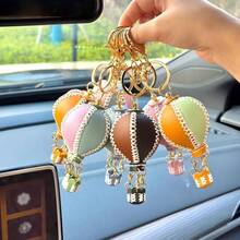 1 pieza Colgante de globo aerostático romántico, Kit de manualidades mini de billetera y llavero, Llavero de coche de cuero multifuncional, Accesorio hecho a mano con diseño de globo, Proyecto de artesanía sencillo para principiantes, Regalo creativo, Colgante decorativo | Colgante de bolso de moda | Artesanía exquisita - A - Ver 10